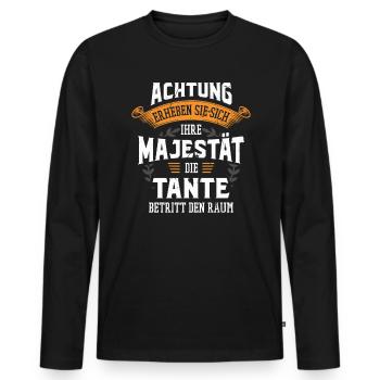 Die Majestät die Tante betritt den Raum Tanten - Männer Premium Bio Langarmshirt - Schwarz - Vorne - Nico (187cm)