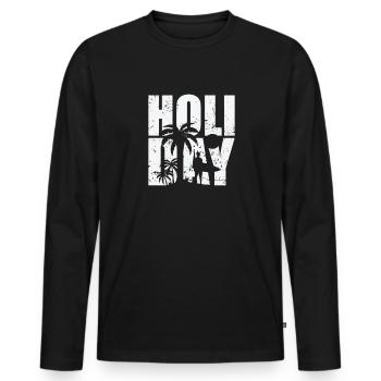 Vacances Vacances Loisirs Vacances Voyage - T-shirt manches longues Premium bio Homme - noir - Devant - Nico (187cm)