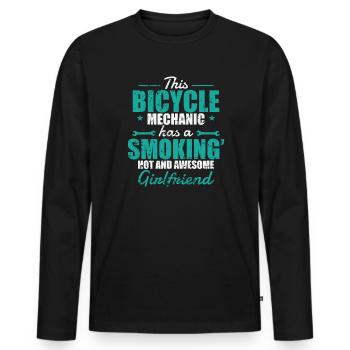Bicycle Mechanic has a hot and awesome Girlfriend - Männer Premium Bio Langarmshirt - Schwarz - Vorne - Nico (187cm)