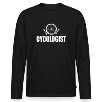 Cycologue Atelier de mécanique de deux-roues - T-shirt manches longues Premium bio Homme - noir - Devant - Nico (187cm)