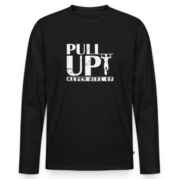 Pull Up Never Give up Calisthenics Fitness - Men's Premium Organic Long Sleeve Shirt - black - Front - Nico (187cm)