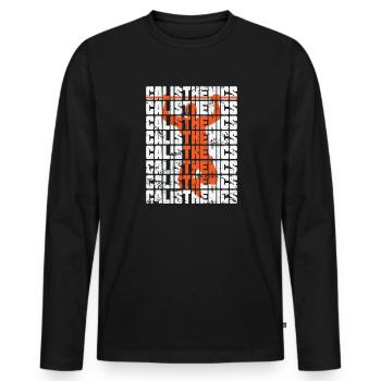 Calisthenics Pull-Up Bar Fitness Workout - Men's Premium Organic Long Sleeve Shirt - black - Front - Nico (187cm)