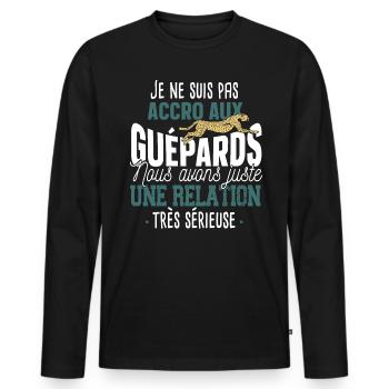 Guépard Jaguar Léopard Cadeau Animal Humour Wild - T-shirt manches longues Premium bio Homme - noir - Devant - Nico (187cm)
