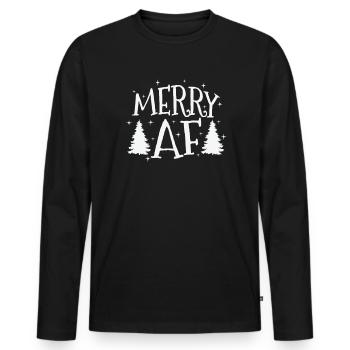Merry Af Christmas Family Time X-Mas - Men's Premium Organic Long Sleeve Shirt - black - Front - Nico (187cm)