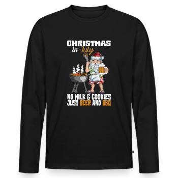 Statt milch Kekse Bier und BBQ Christmas In July - Männer Premium Bio Langarmshirt - Schwarz - Vorne - Nico (187cm)