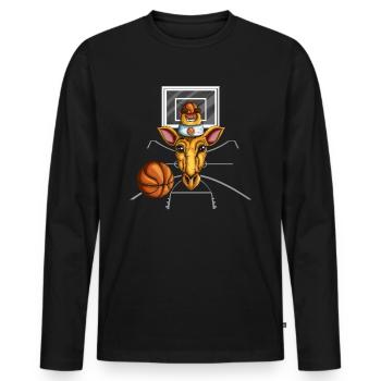 Kids Giraffen Fan Basketball Spiel Basketballkorb - Männer Premium Bio Langarmshirt - Schwarz - Vorne - Nico (187cm)