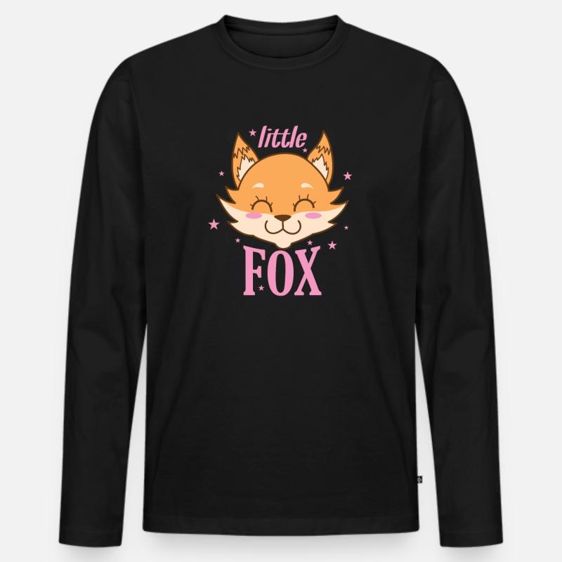 Little Fox Raubtier Wildnis Rotfuchs - Männer Premium Bio Langarmshirt - Schwarz