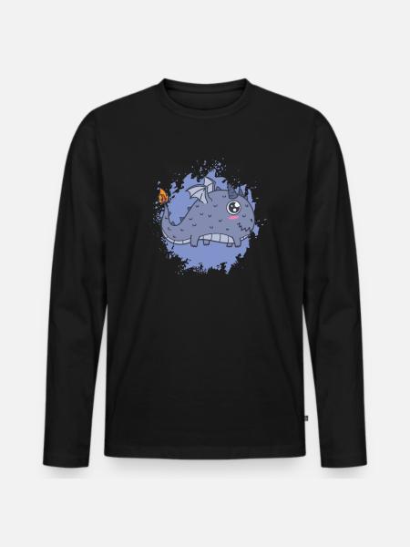 thick kawaii dragon tail burns - Men's Premium Organic Long Sleeve Shirt - black