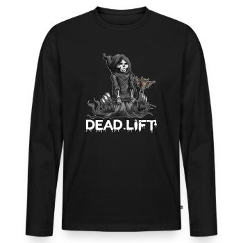 Sport Motivation Grim Reaper Skeleton Dead.Lift - T-shirt manches longues Premium bio Homme - noir - Devant - Nico (187cm)
