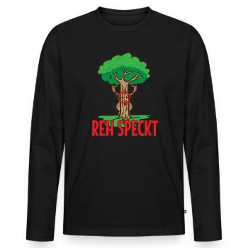 Rotwild Hirsch Hirschkuh Reh Reh Speckt im Wald - Männer Premium Bio Langarmshirt - Schwarz - Vorne - Nico (187cm)