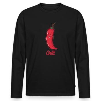 Chili Gewürz Geschmack Essen Kochen - Männer Premium Bio Langarmshirt - Schwarz - Vorne - Nico (187cm)