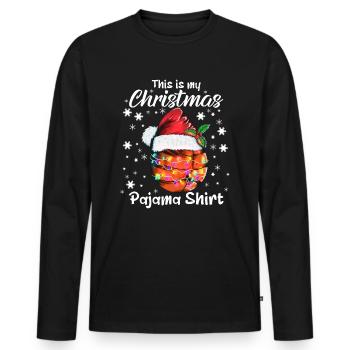 Basketball Weihnachtsmütze Weihnachten Outfit - Männer Premium Bio Langarmshirt - Schwarz - Vorne - Nico (187cm)