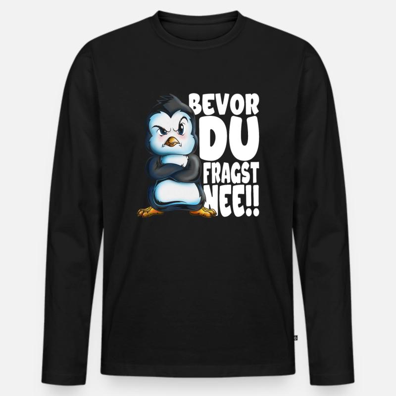 Bevor du fragst nee mir egal Pinguine - Männer Premium Bio Langarmshirt - Schwarz