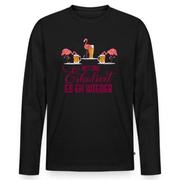 Flamingo Alkohol Bier Es eskalier eh Schnaps - Männer Premium Bio Langarmshirt - Schwarz - Vorne - Nico (187cm)