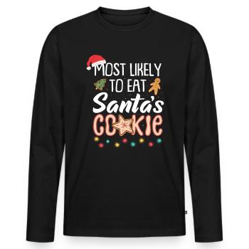 Most Likely To Eat Santas Cookie Xmas Tshirt - Männer Premium Bio Langarmshirt - Schwarz - Vorne - Nico (187cm)