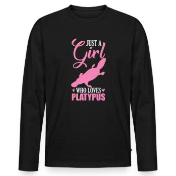 Just a Girl who loves Platypus Schnabeltier - Männer Premium Bio Langarmshirt - Schwarz - Vorne - Nico (187cm)