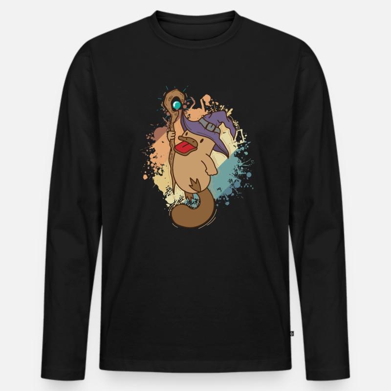 Schnabeltier als Zauberer Australien - Männer Premium Bio Langarmshirt - Schwarz