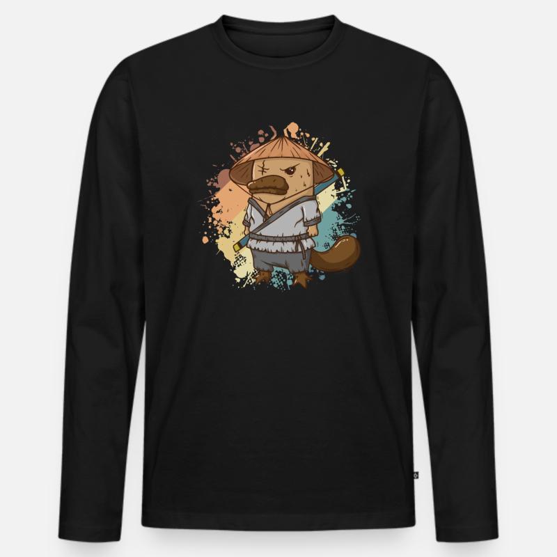 Schnabeltier als Ninja Outback Australien - Männer Premium Bio Langarmshirt - Schwarz