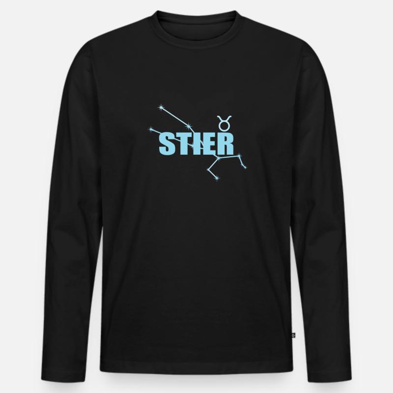 Stier Sternzeichen Taurus Sternbild - Männer Premium Bio Langarmshirt - Schwarz
