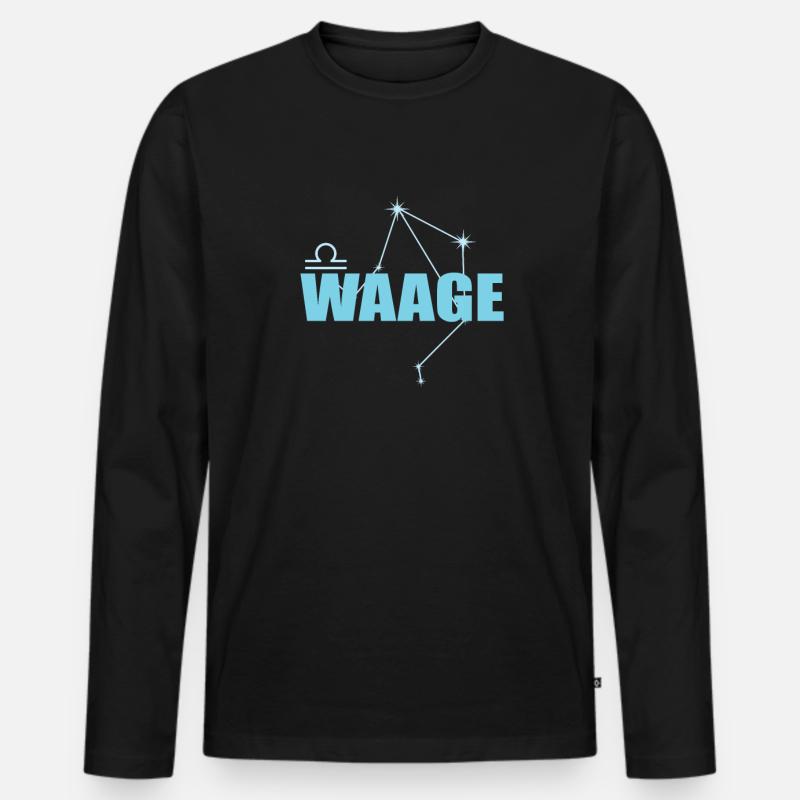 Waage Sternzeichen Libra Sternbild - Männer Premium Bio Langarmshirt - Schwarz