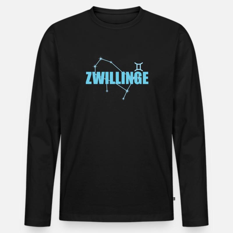 Zwillinge Sternzeichen Gemini Sternbild - Männer Premium Bio Langarmshirt - Schwarz