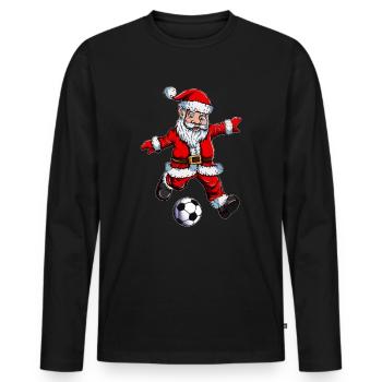Santa Fußballspieler kicken trippeln Tore schießen - Männer Premium Bio Langarmshirt - Schwarz - Vorne - Nico (187cm)