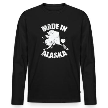 Fabriqué dans l’État de l’Alaska États-Unis Amérique - T-shirt manches longues Premium bio Homme - noir - Devant - Nico (187cm)