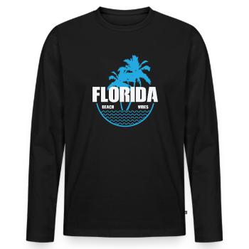 Florida Beach Vibes USA Amérique - T-shirt manches longues Premium bio Homme - noir - Devant - Nico (187cm)