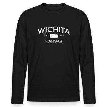 Kansas Wichita Est. 1863 USA America - Men's Premium Organic Long Sleeve Shirt - black - Front - Nico (187cm)