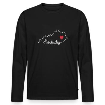 Kentucky map with heart USA America - Men's Premium Organic Long Sleeve Shirt - black - Front - Nico (187cm)