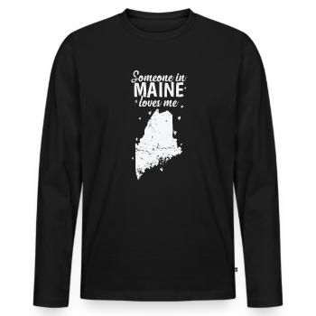 Maine Someone in Maine loves Me USA America - Men's Premium Organic Long Sleeve Shirt - black - Front - Nico (187cm)