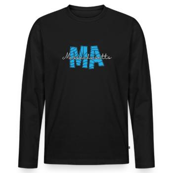 Massachusetts MA USA America - Men's Premium Organic Long Sleeve Shirt - black - Front - Nico (187cm)