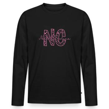 Caroline du Nord NC lettre USA Amérique - T-shirt manches longues Premium bio Homme - noir - Devant - Nico (187cm)