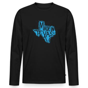 Fabriqué au Texas USA Amérique - T-shirt manches longues Premium bio Homme - noir - Devant - Nico (187cm)
