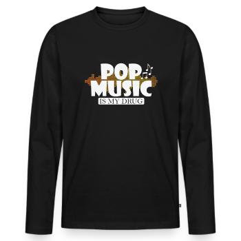 La musique pop est ma drogue R’n’B Singer Stars - T-shirt manches longues Premium bio Homme - noir - Devant - Nico (187cm)