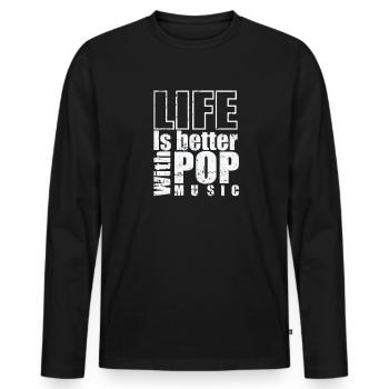 Life is better with Pop Music Sänger Stars - Men's Premium Organic Long Sleeve Shirt - black - Front - Nico (187cm)