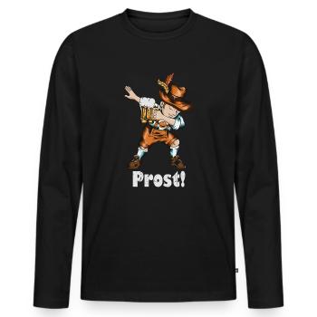 Trachten Bayern Lederhosen Liebhaber Dabbing Prost - Männer Premium Bio Langarmshirt - Schwarz - Vorne - Nico (187cm)