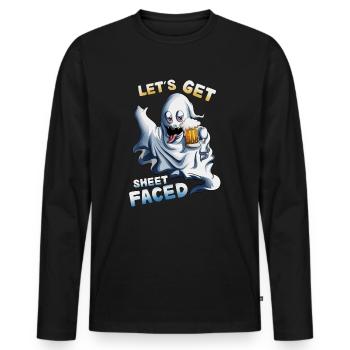 Let's Get Sheet Faced Beer Drinking on Halloween - Men's Premium Organic Long Sleeve Shirt - black - Front - Nico (187cm)