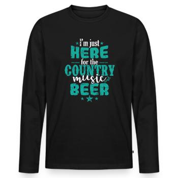 I'm just here for the Country Music and Beer USA - Männer Premium Bio Langarmshirt - Schwarz - Vorne - Nico (187cm)