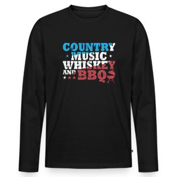 Country Music, Whiskey and BBQ USA Cowboys - Männer Premium Bio Langarmshirt - Schwarz - Vorne - Nico (187cm)