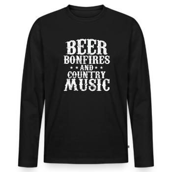 Beer, Bonfires and Country Music USA Amerika - Männer Premium Bio Langarmshirt - Schwarz - Vorne - Nico (187cm)