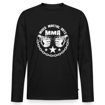 Arts martiaux mixtes Sport Combat MMA - T-shirt manches longues Premium bio Homme - noir - Devant - Nico (187cm)