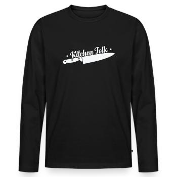 Kitchen Folk Kitchen Knives Cook Hobby Food - Men's Premium Organic Long Sleeve Shirt - black - Front - Nico (187cm)