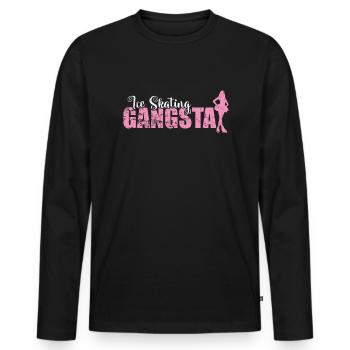 Patinage sur glace Gangsta Femme Rose Patinage sur glace - T-shirt manches longues Premium bio Homme - noir - Devant - Nico (187cm)