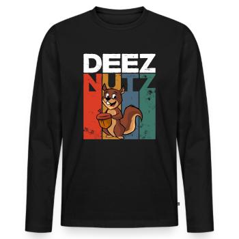 Deez Nutz Nutcracker Squirrel Dees Nuts Chipmunk - Männer Premium Bio Langarmshirt - Schwarz - Vorne - Nico (187cm)