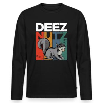 Deez Nutz Nutcracker Squirrel Dees Nuts Chipmunk - Männer Premium Bio Langarmshirt - Schwarz - Vorne - Nico (187cm)