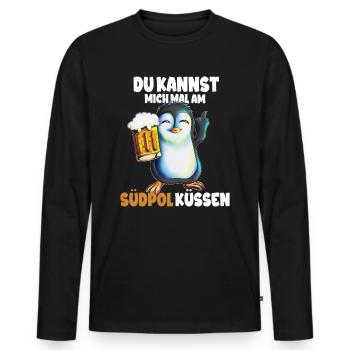 Kannst mich mal am Südpol küssen Pinguine - Männer Premium Bio Langarmshirt - Schwarz - Vorne - Nico (187cm)