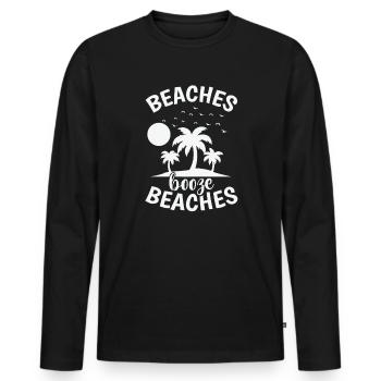Plages Boire Plages Palmier Vacances - T-shirt manches longues Premium bio Homme - noir - Devant - Nico (187cm)