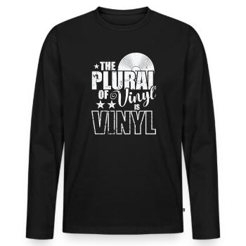 The Plural of Vinyl is VINYL Record - Men's Premium Organic Long Sleeve Shirt - black - Front - Nico (187cm)