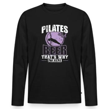 Pilates and Beer that's why I'm here Powerhouse - Men's Premium Organic Long Sleeve Shirt - black - Front - Nico (187cm)